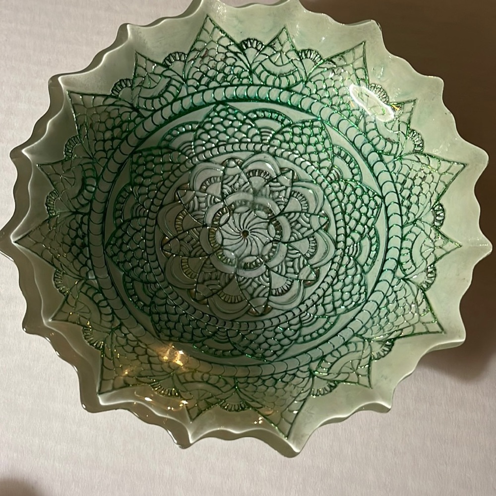 Efe green and silver bowl